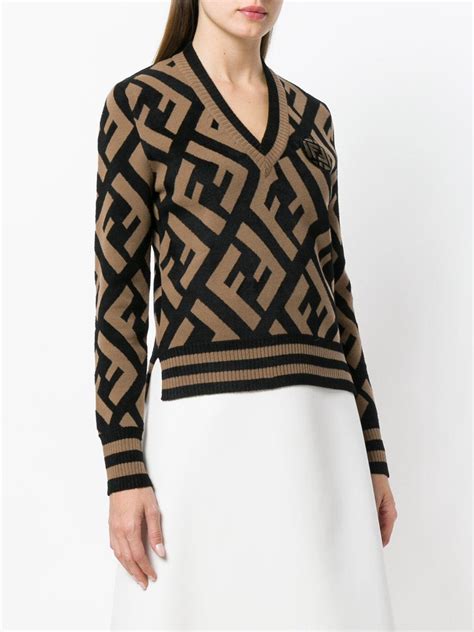 fendi female brown cardigan with button|Fendi Knitwear for Women .